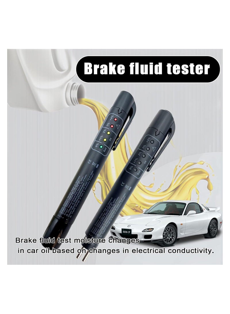 Generic 2PCS Brake Fluid Liquid Tester Pen Hydraulic Fluid Liquid Oil Moisture Analyzer Car Diagnostic Testing Tool Brake Fluid Liquid Tester Pen with 5 LED Indicators  - Image 2