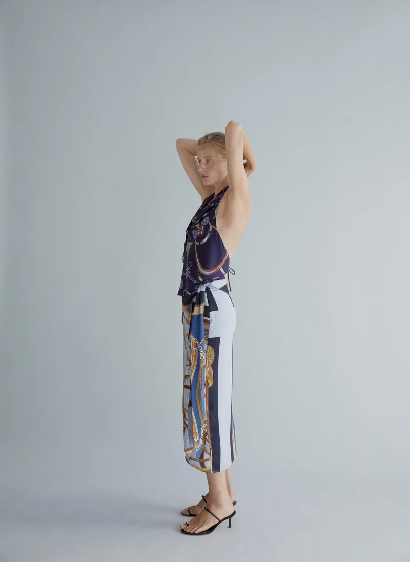Mango 56-NAVY Printed Halter Top for Women | Best Price UAE
