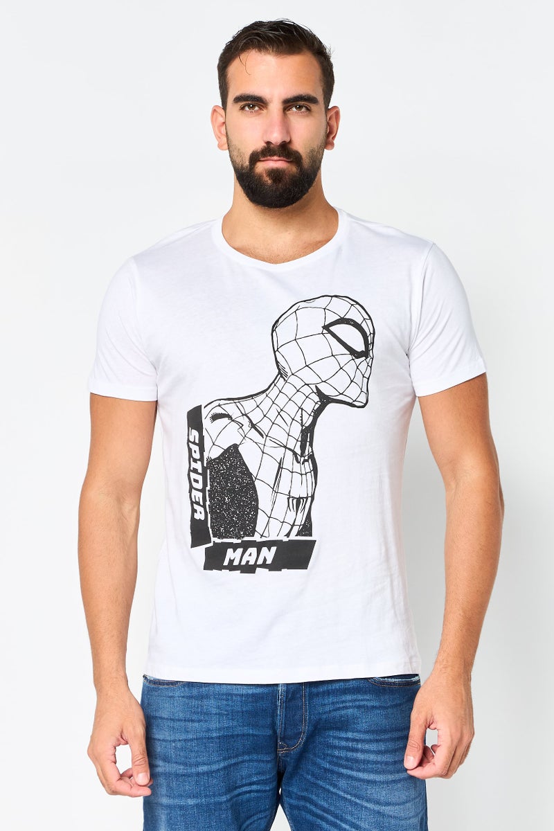 Difuzed x Marvel Men Crew Neck Short Sleeve Spider Man T-Shirt, White - Image 1
