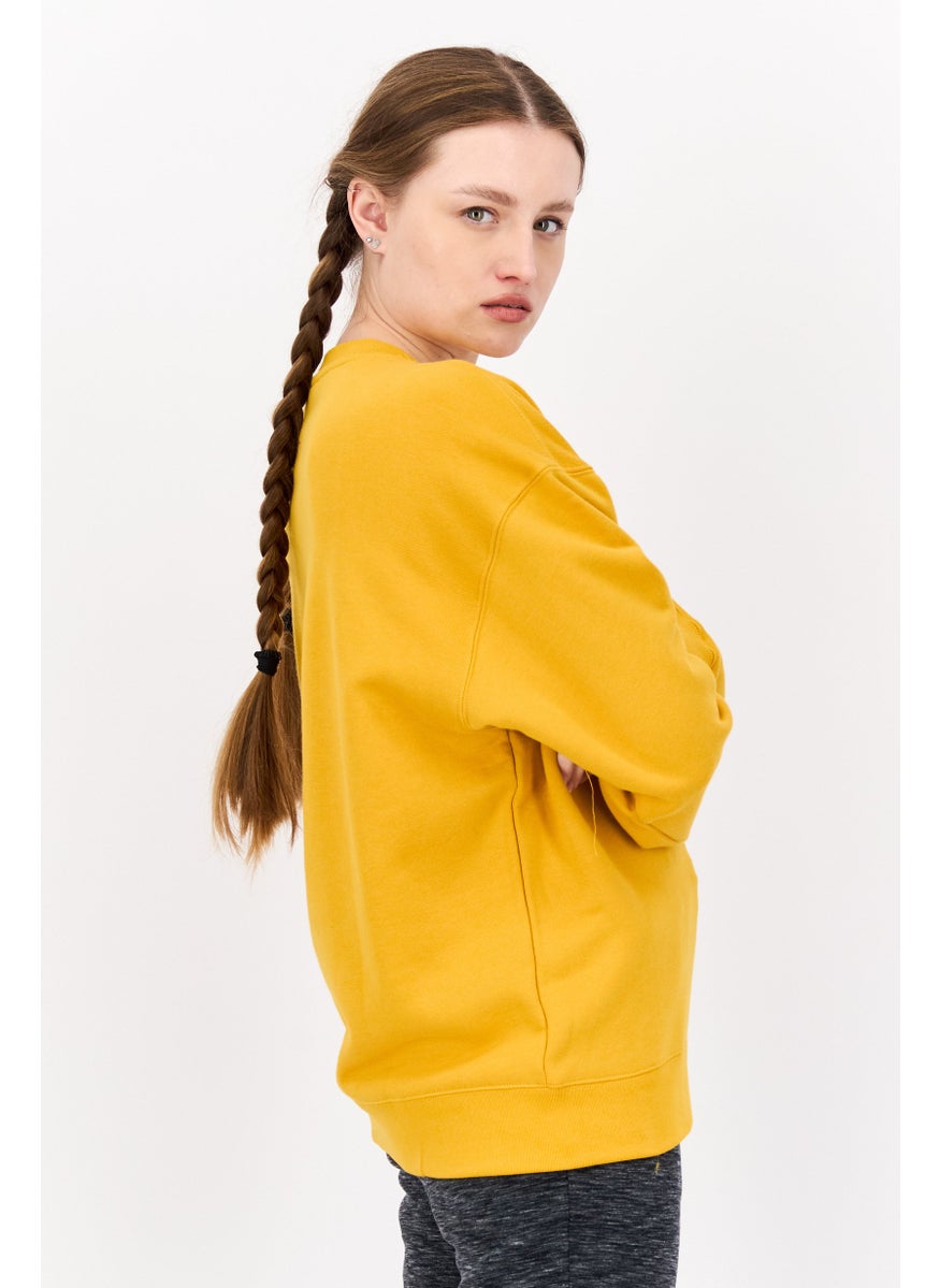 adidas Originals Women Sportswear Fit Long Sleeves Outdoor Sweatshirt, Mustard  - Image 2