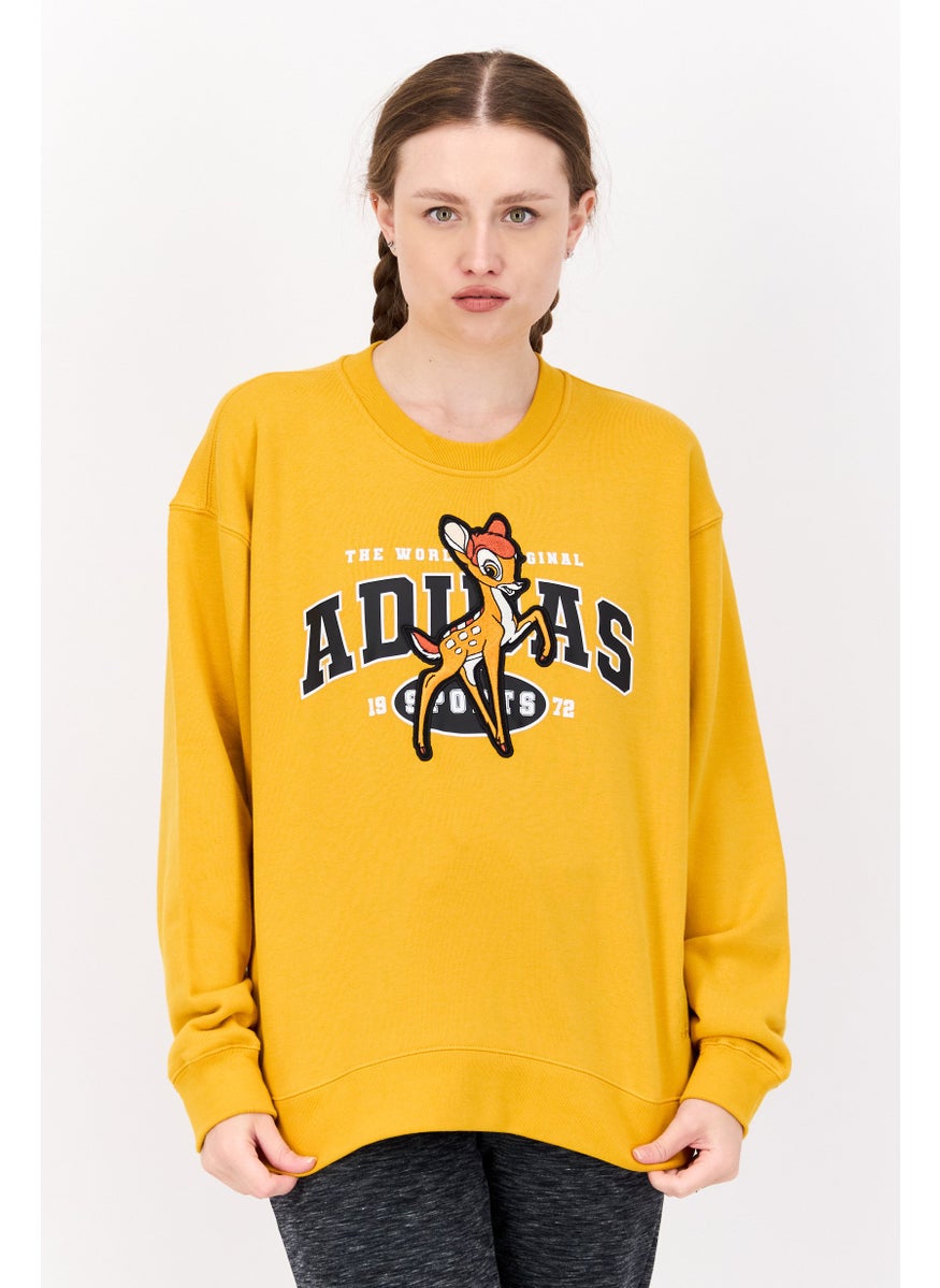 adidas Originals Women Sportswear Fit Long Sleeves Outdoor Sweatshirt, Mustard  - Image 1