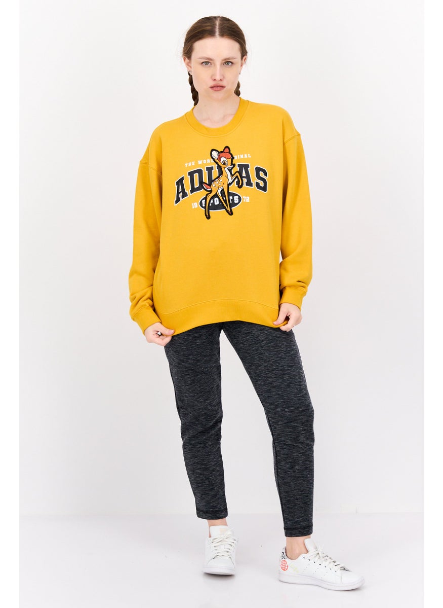 adidas Originals Women Sportswear Fit Long Sleeves Outdoor Sweatshirt, Mustard  - Image 4