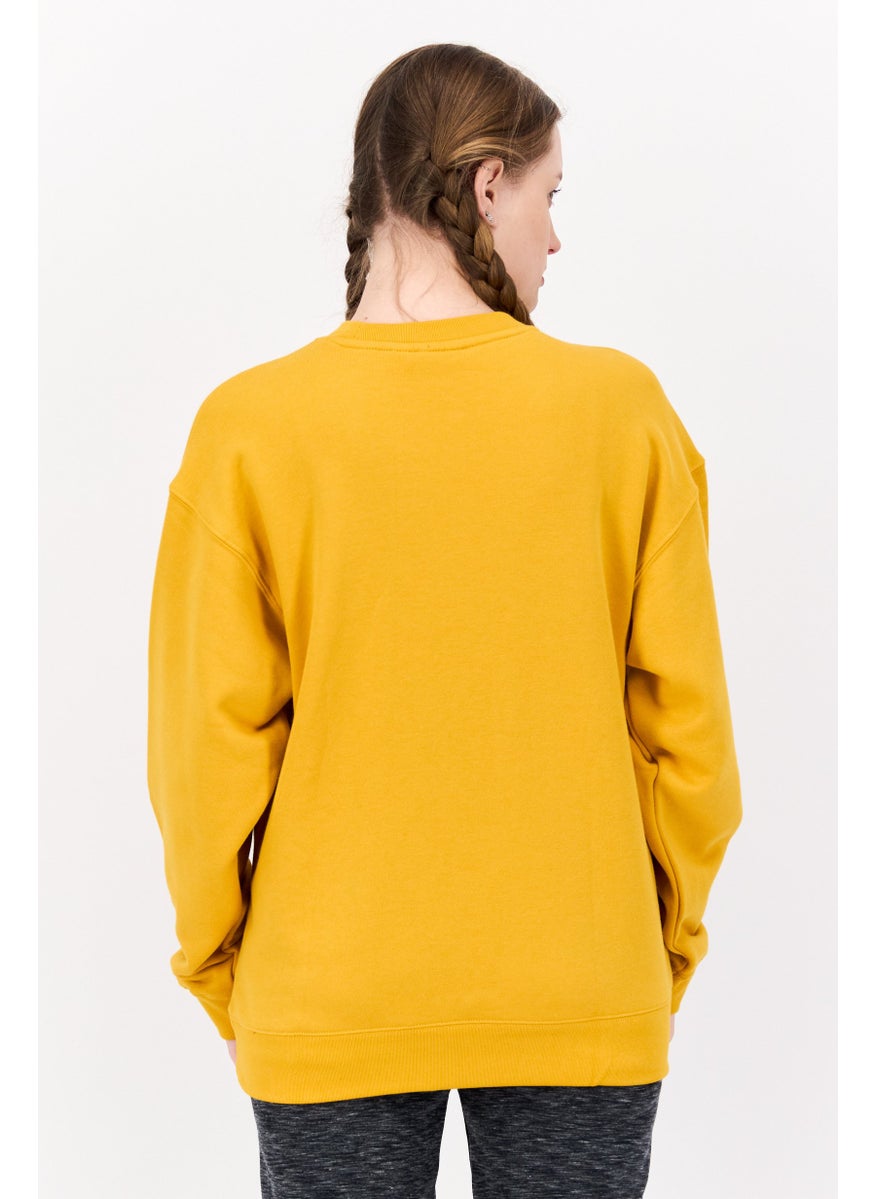 adidas Originals Women Sportswear Fit Long Sleeves Outdoor Sweatshirt, Mustard  - Image 3