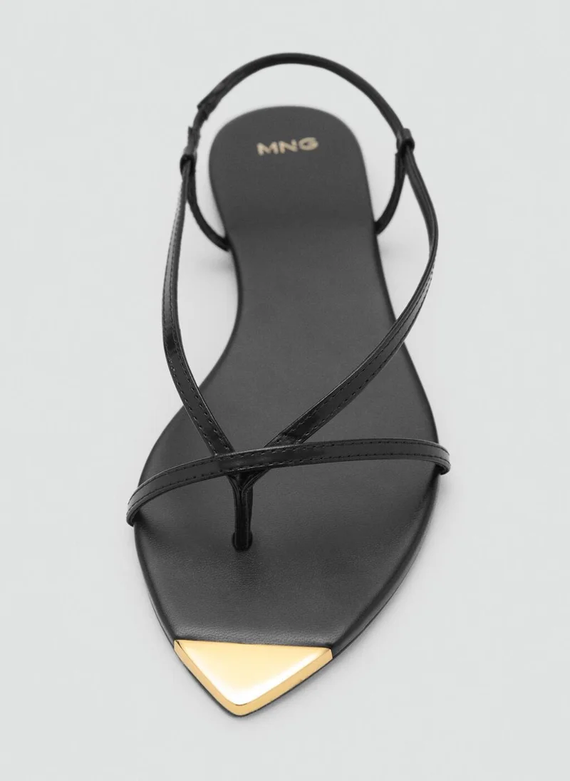 MANGO Leather Sandals With Strap And Contrasting Toe