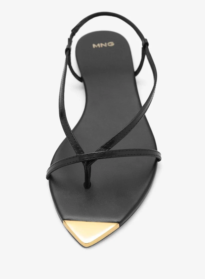 MANGO  Leather Sandals With Strap And Contrasting Toe for Women | Best Price UAE