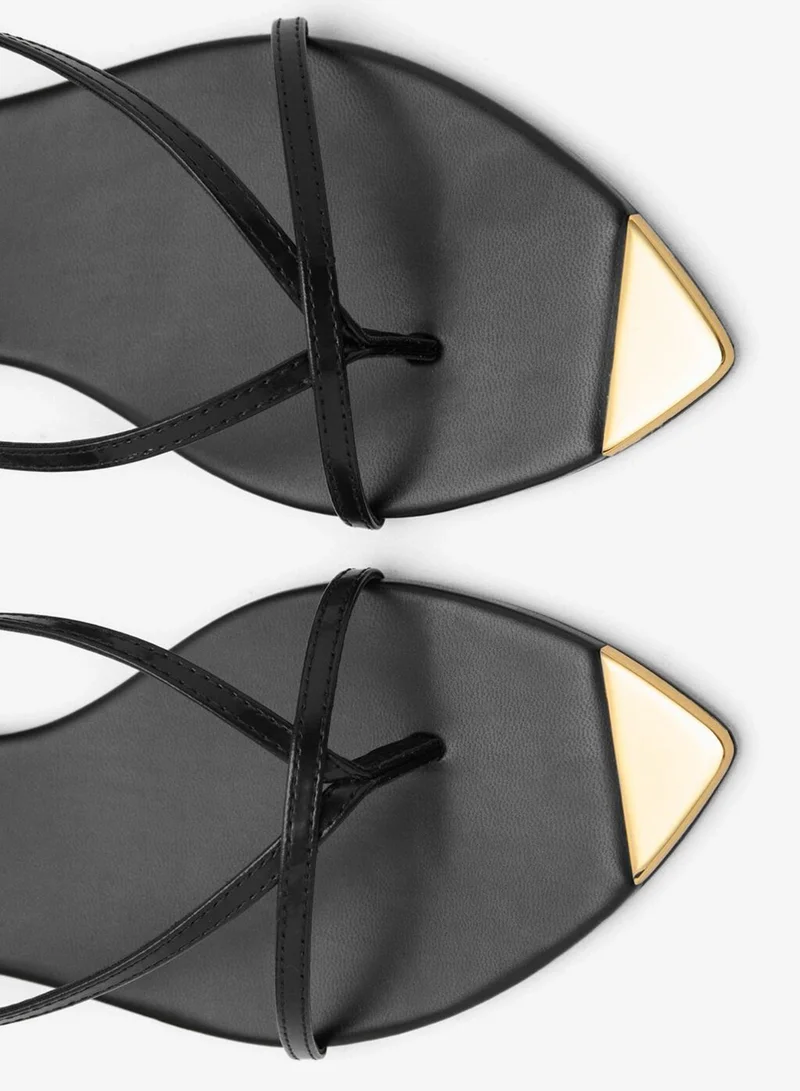 MANGO  Leather Sandals With Strap And Contrasting Toe for Women | Best Price UAE