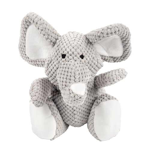 goDog Checkers Elephant Tough Plush Toy with Chew Guard Technology Durable Checkered Fabric Squeaker for Active Play Gray Large - Image 1