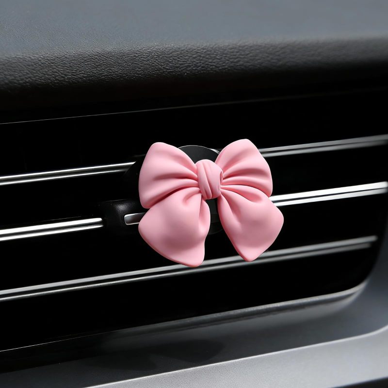 Pink Bow Car Air Freshener 6pcs Secure Vent Clip For Continuous Diffusion - Long-Lasting Freshness With Essential Oil Slot For Women Home And Office - Image 4