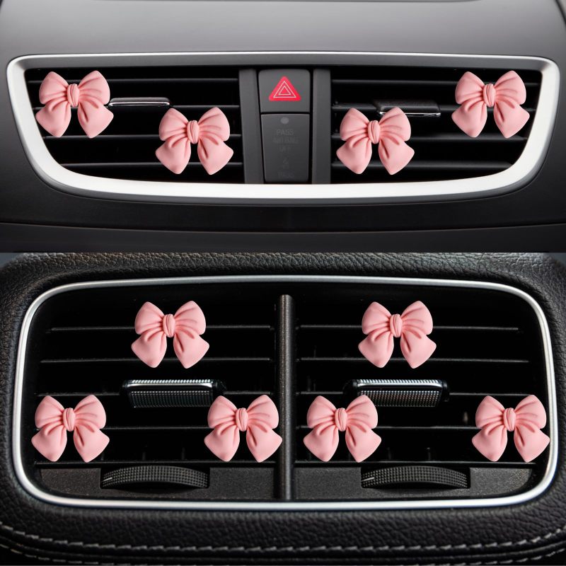 Pink Bow Car Air Freshener 6pcs Secure Vent Clip For Continuous Diffusion - Long-Lasting Freshness With Essential Oil Slot For Women Home And Office - Image 5