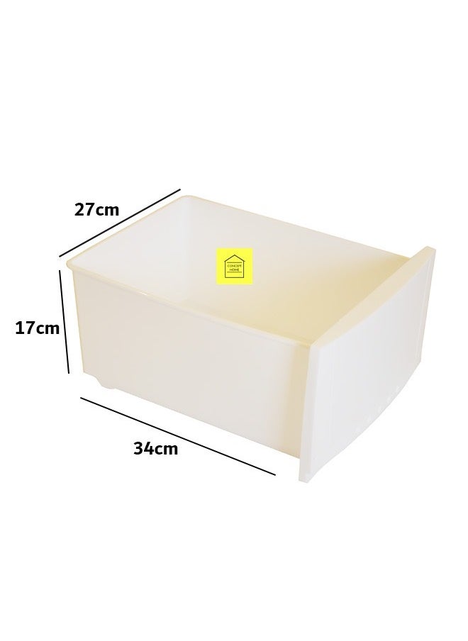 Concept home - 5-Layer Storage Drawer Cabinet Wooden Design White/Beige 42x104x34 cm - Image 1