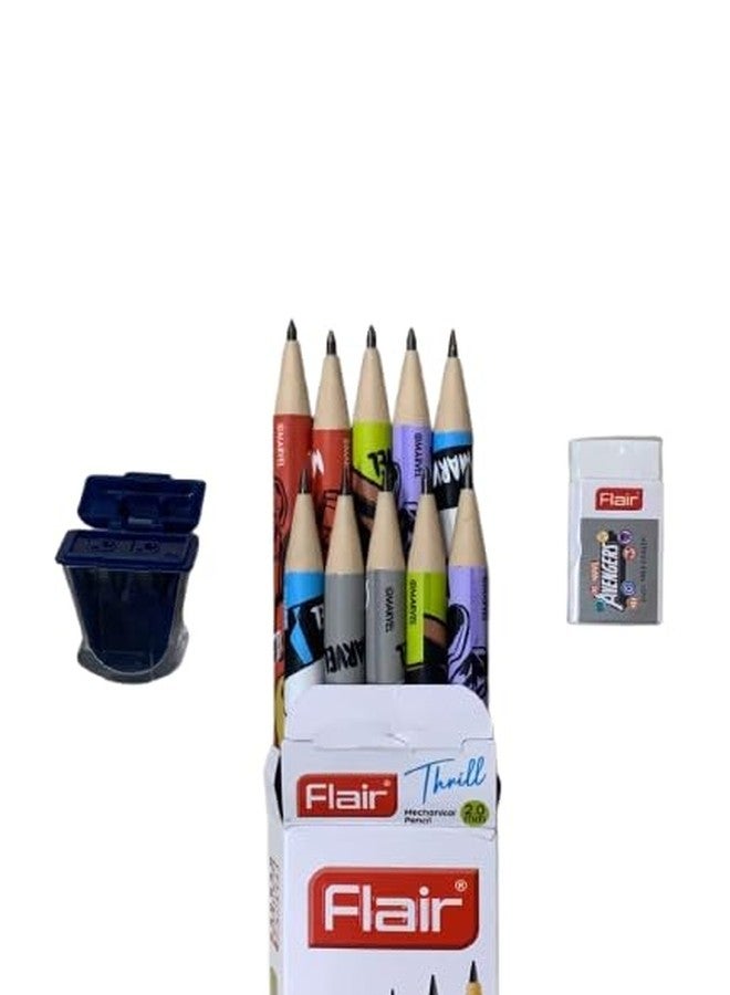 Flair 2.0mm Mechanical Multicolor Extra Dark 2B Pencils| Mickey & Friends Play+Princess+Thrill Characters- 10 Eachx3= 30 Pencils| Wood Free Writing|1 Big Sharpner & 1 Eraser With Each Pack| Refillable - Image 3
