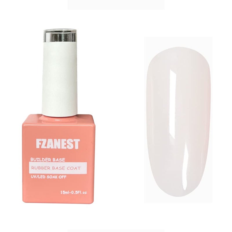 FZANEST Rubber Base Gel For Nails Builder Nail Sheer Jelly Cream White Color Elastic Rubber Base Coat for Nail Strengthener Extension - Image 2