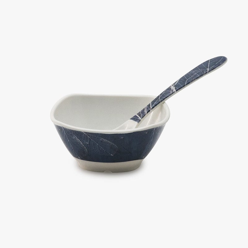 Bataniya Melamine Square Unbreakable Set of 4 inch Blue 6 Veg Bowl & 6 Tea Spoon - Image 2
