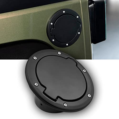 Phamyor Aluminum Alloy Gas Cap Tank Fuel Filler Door Cover for 2007-2018 Jeep Wrangler JK JKU Sports Sahara Rubicon & Unlimited 2 & 4 Door Accessories, Original Type, Black - Image 1