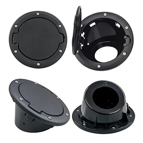 Phamyor Aluminum Alloy Gas Cap Tank Fuel Filler Door Cover for 2007-2018 Jeep Wrangler JK JKU Sports Sahara Rubicon & Unlimited 2 & 4 Door Accessories, Original Type, Black - Image 2