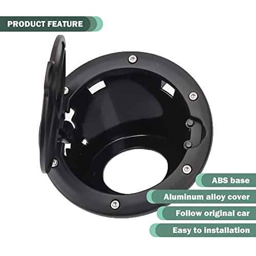 Phamyor Aluminum Alloy Gas Cap Tank Fuel Filler Door Cover for 2007-2018 Jeep Wrangler JK JKU Sports Sahara Rubicon & Unlimited 2 & 4 Door Accessories, Original Type, Black - Image 3