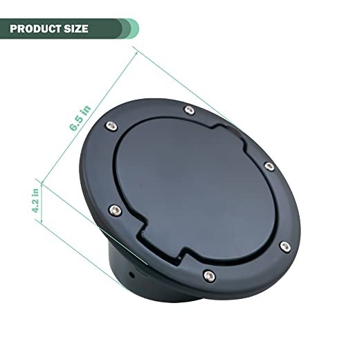 Phamyor Aluminum Alloy Gas Cap Tank Fuel Filler Door Cover for 2007-2018 Jeep Wrangler JK JKU Sports Sahara Rubicon & Unlimited 2 & 4 Door Accessories, Original Type, Black - Image 4
