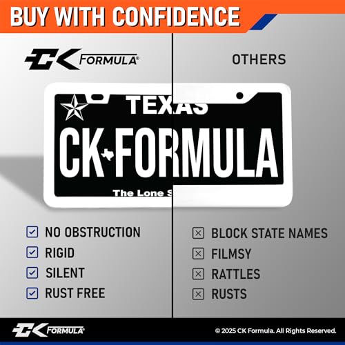 CK FORMULA Premium Pure White License Plate Frames 2-Pack, Rust-Free & Rattle-Proof Stainless Steel, Street Legal, Universal Fit with Screw Covers, Slim Top & Bottom Design with Screw Covers for Men & Women - Image 5