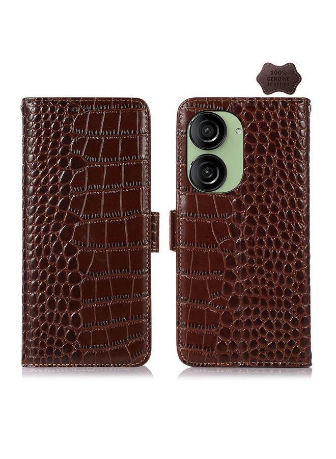 S-TOP Case For Asus ZenFone 10 / ZenFone 9 Crocodile Top Layer Cowhide Leather Phone Case - Image 1