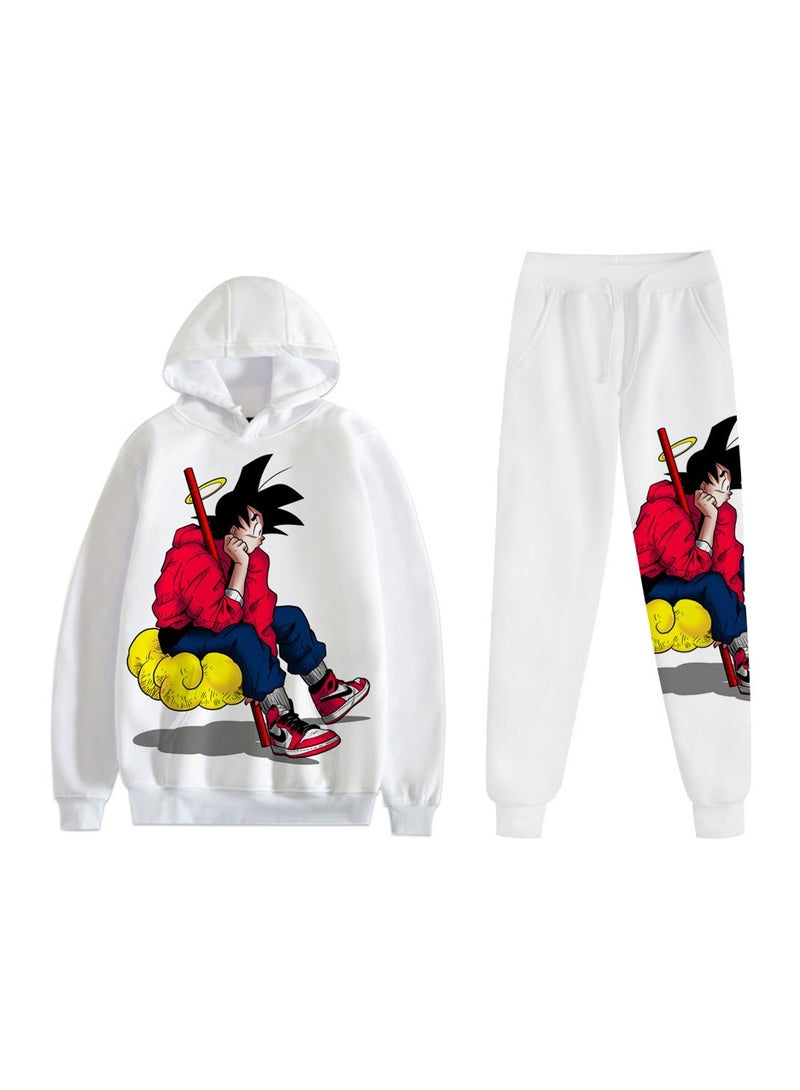 KUYING New Dragon Ball 3D Digital Printed Hooded Sweatshirt And Pants Set  - Image 1