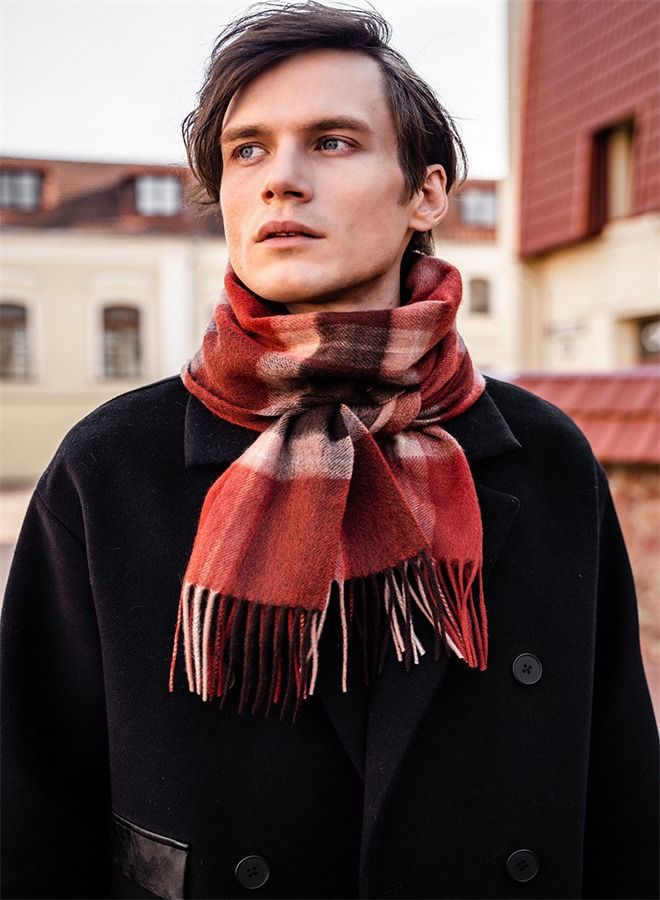 Loquat Warm Long Cashmere Check Scarf Multicolour  - Image 1