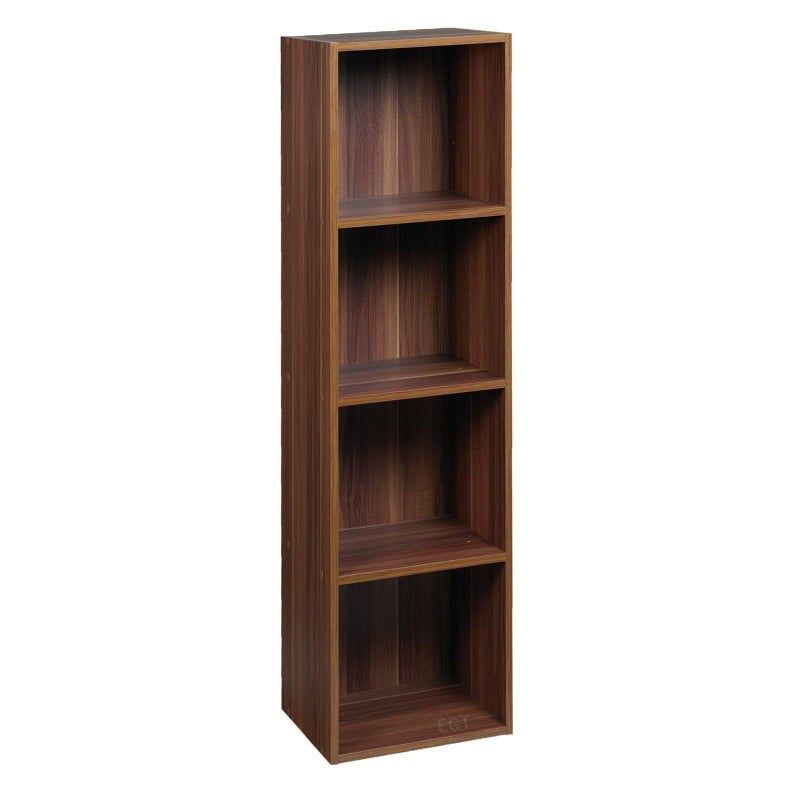 4-Tier Wooden Bookcase, a versatile Open Shelving Display and Storage Unit for books and Decor, Suitable for any Room, presented in a rich TeakWood Finish - Image 1