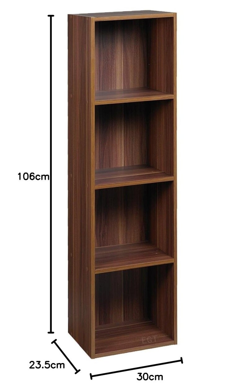 4-Tier Wooden Bookcase, a versatile Open Shelving Display and Storage Unit for books and Decor, Suitable for any Room, presented in a rich TeakWood Finish - Image 2