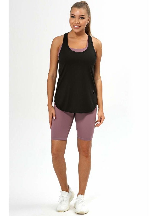 icyzone Workout Tank Tops for Women - Athletic Yoga Tops, Racerback Running Tank Top (L, Black/Denim) - Image 2