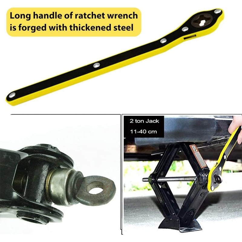 ScribifyAuto Labor-Saving Jack Ratchet Wrench with Long Handle, Lug Wrench for Tire Jack, Scissor Ratchet, Positive and Reversal Knob Design - Image 2