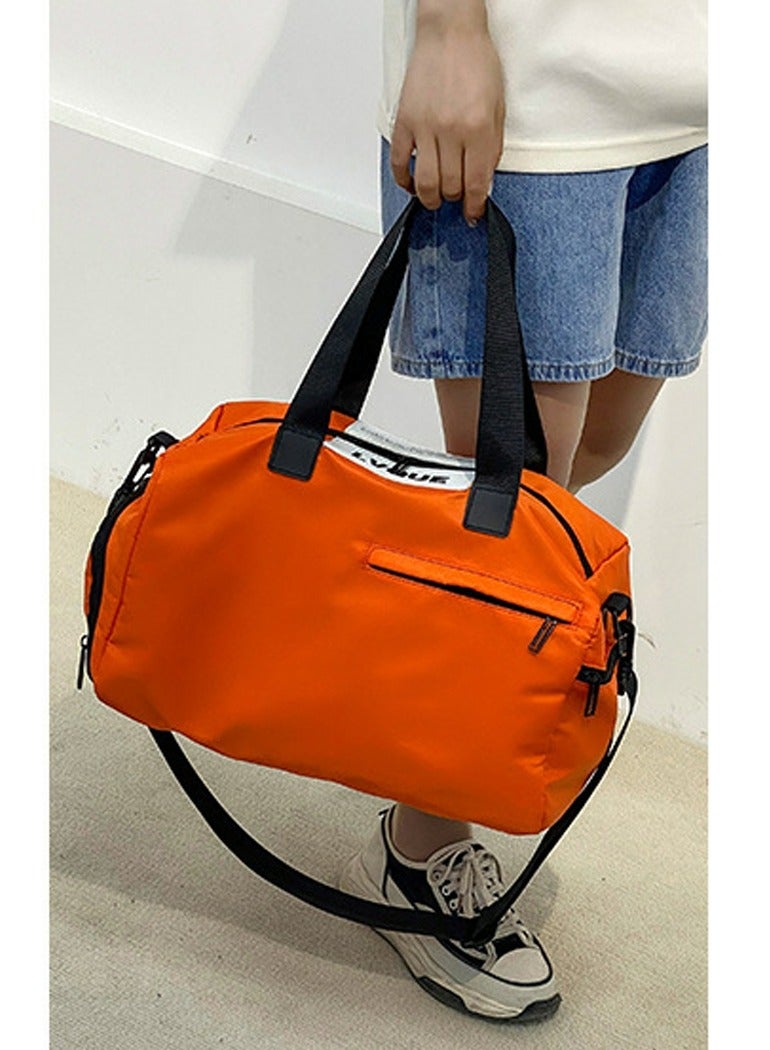 إسكدنيا Basics Large Capacity Nylon Luggage Bag Travel Bag Duffel Bag Orange/Black - Image 2