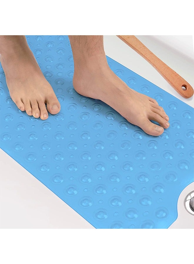 الرائد سجادة حوض استحمام غير قابلة للان滑 مع أكواب شفط 100x40 سم / 40x16 بوصة سجادة حوض استحمام فائقة الطول مقاومة للعفن قابلة للغسيل في الغسالة سجادة استحمام مثالية للمنازل الخالية من اللاتكس (زرقاء) - Image 2