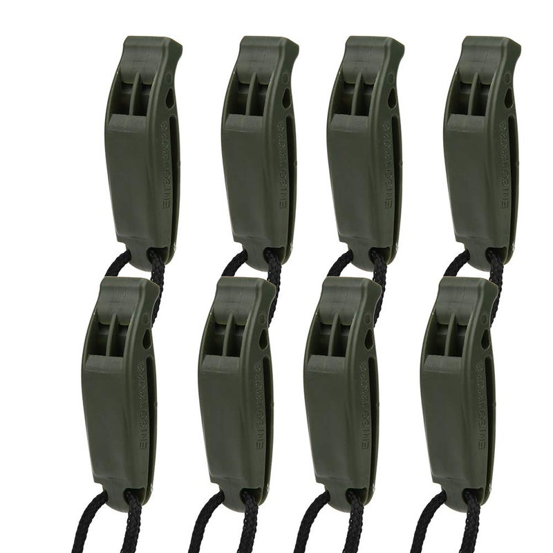 Green Waterproof Dual Frequency Emergency Whistle 8 Pack For Outdoor Sports Camping Boating - Image 2