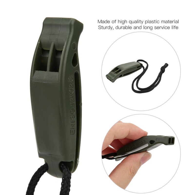 Green Waterproof Dual Frequency Emergency Whistle 8 Pack For Outdoor Sports Camping Boating - Image 3