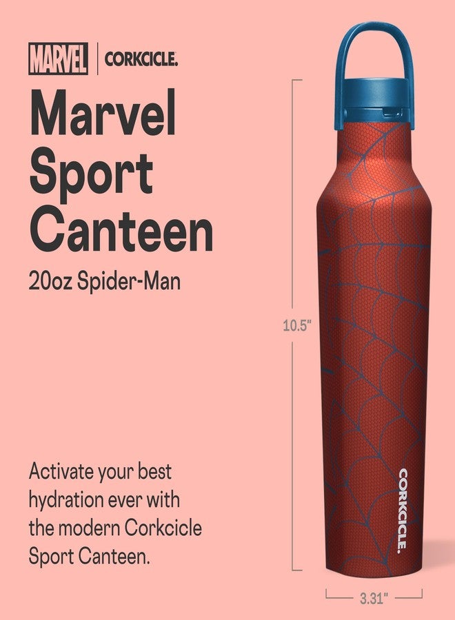 Corkcicle Sport Canteen - Keeps Beverages Cold 25 Hours - Triple Insulated Stainless Steel - Screw-On Lid - Reusable Bottle - Summer Drinkware Gift - Keeps Drinks Ice Cold - 20 oz - Spider-Man - Image 2