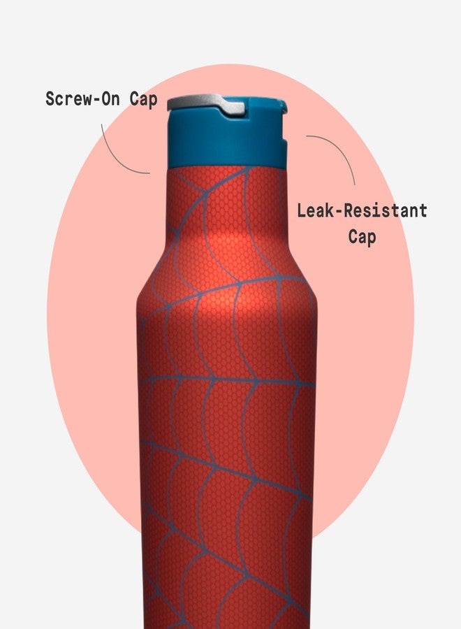 Corkcicle Sport Canteen - Keeps Beverages Cold 25 Hours - Triple Insulated Stainless Steel - Screw-On Lid - Reusable Bottle - Summer Drinkware Gift - Keeps Drinks Ice Cold - 20 oz - Spider-Man - Image 5