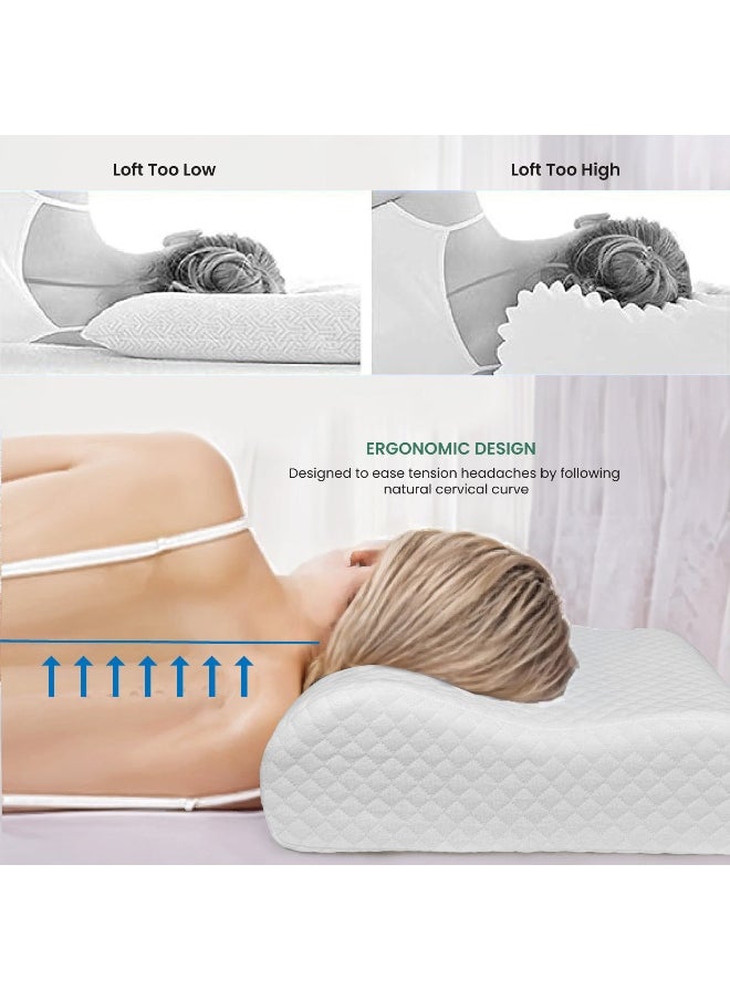 Rest Cervical Support Memory Foam Pillow White 60X35Cm (9-11Cm) Orthopaedic Pillow For Neck And Shoulder Pain Relief Bed Pillows For Side Back Stomach Shoulder Sleepers With Washable Cover  - Image 5