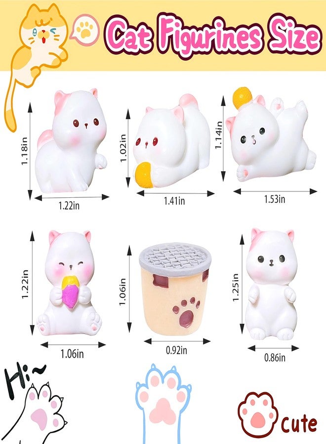 EVDERS 6Pcs Miniature Cat Figurines Mini Resin Cats, Cute Animals Cat Figurines for Kids Dollhouse, Desk Decor, Micro Fairy Garden Landscape, Tiny Resin Animals Figurine, Miniature Cats Figures - Image 2