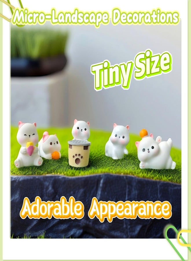 EVDERS 6Pcs Miniature Cat Figurines Mini Resin Cats, Cute Animals Cat Figurines for Kids Dollhouse, Desk Decor, Micro Fairy Garden Landscape, Tiny Resin Animals Figurine, Miniature Cats Figures - Image 5