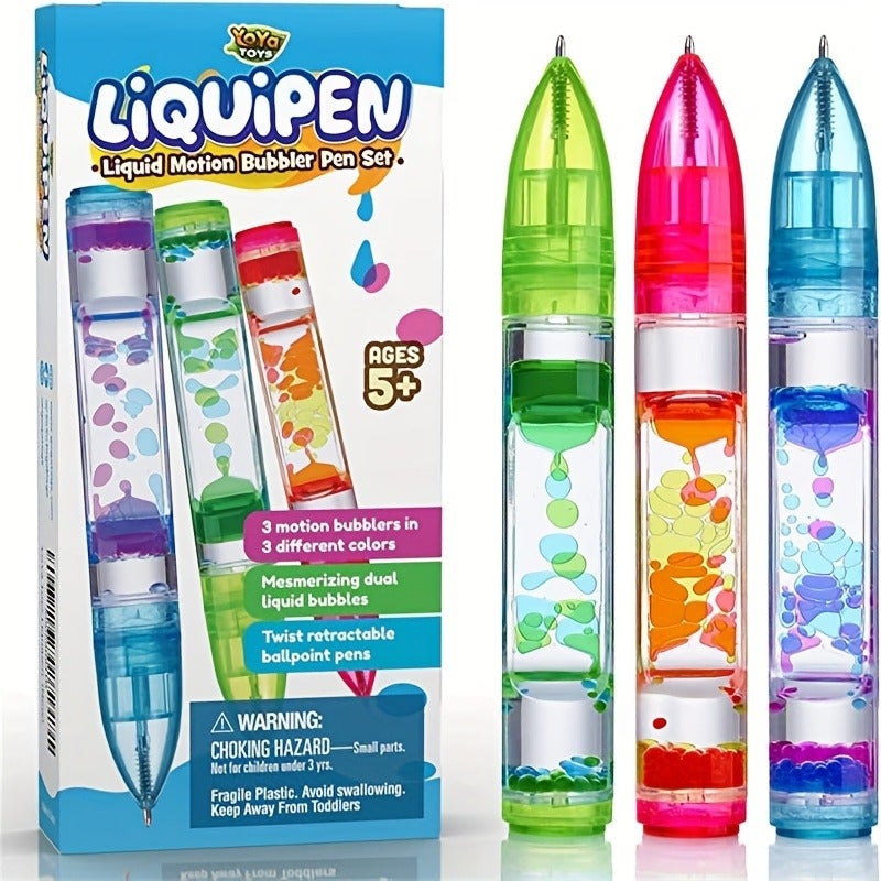 Creative Colorful Oil Drop Pen – Stress Relief Liquid Hourglass Desk Toy for Students - Image 2