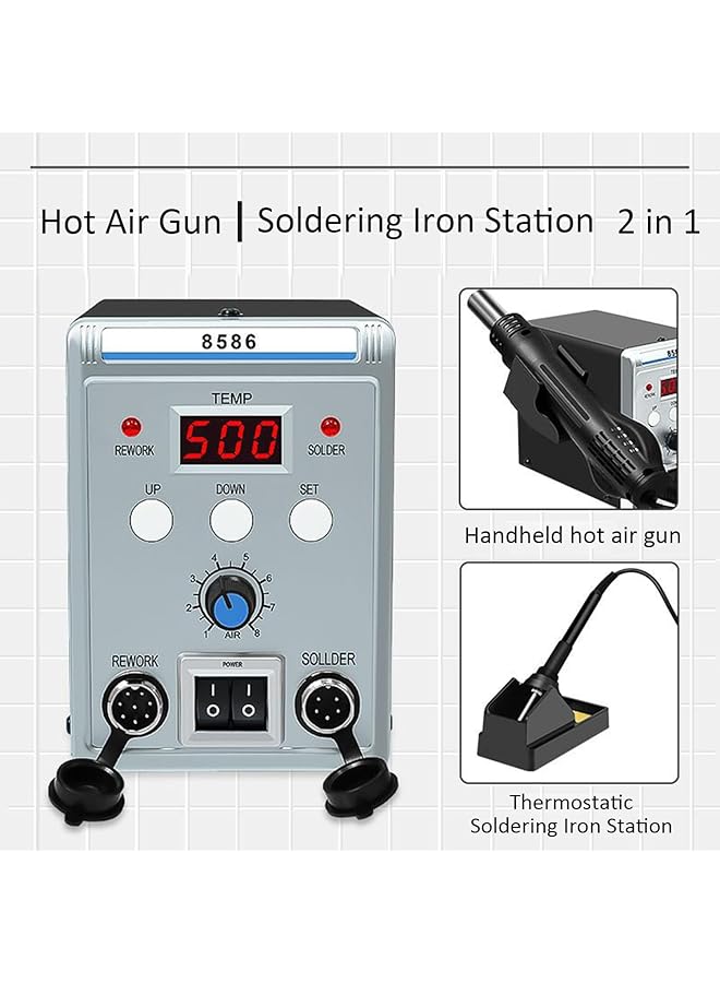 erorex Soldering Iron Iron Gun 858D 700W High Quality Soldering Station Led Digital Solder Iron Desoldering Station Bga Rework Solder Station Hot Air Gun + Electric Iron Set For Smd Smt Dip - Image 3