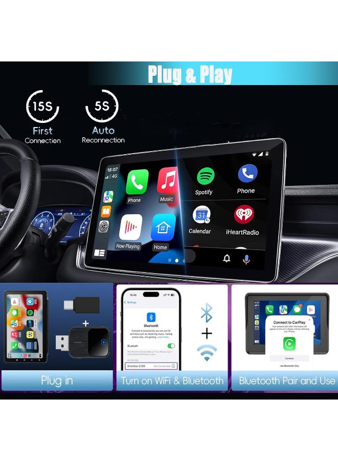 محول CarPlay اللاسلكي وAndroid Auto، محول CarPlay اللاسلكي، اتصال USB/Type C، متوافق مع iOS 10+ وAndroid 11 (مع امتداد USB-A) - Image 4