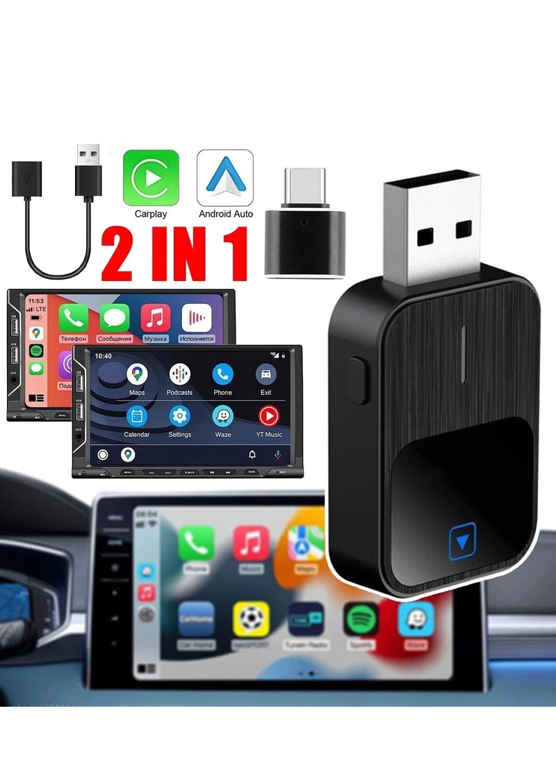 محول CarPlay اللاسلكي وAndroid Auto، محول CarPlay اللاسلكي، اتصال USB/Type C، متوافق مع iOS 10+ وAndroid 11 (مع امتداد USB-A) - Image 1