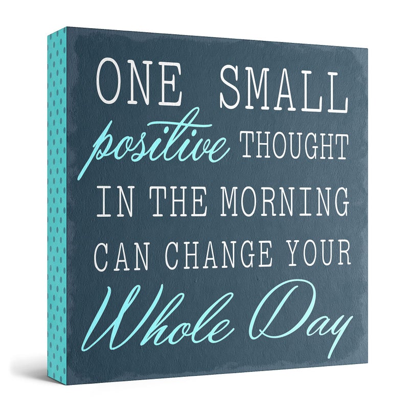 Barnyard Designs Wooden Box Sign Motivational Desk Decor Inspirational Office Desk Decorations for Women Office Bathroom Shelf Dcor Positive Thought