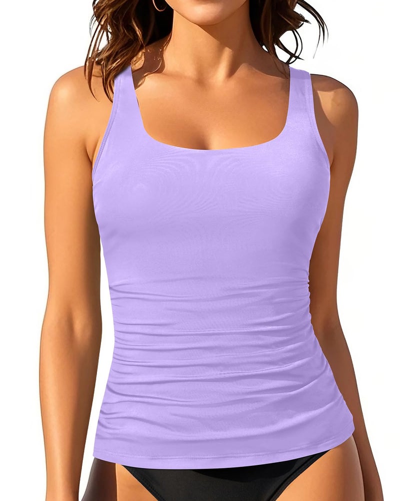 Aqua Eve Tankini Tops for Women Swimwear Top Only Tummy Control Bathing Suit Top No Bottom Available in Plus Lavender XXL