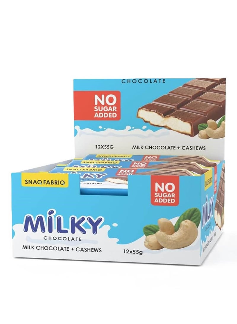 Milky Snaq Fabriq Milky Chocolate Milk Chocolate + Cashew 12x55g - Image 1
