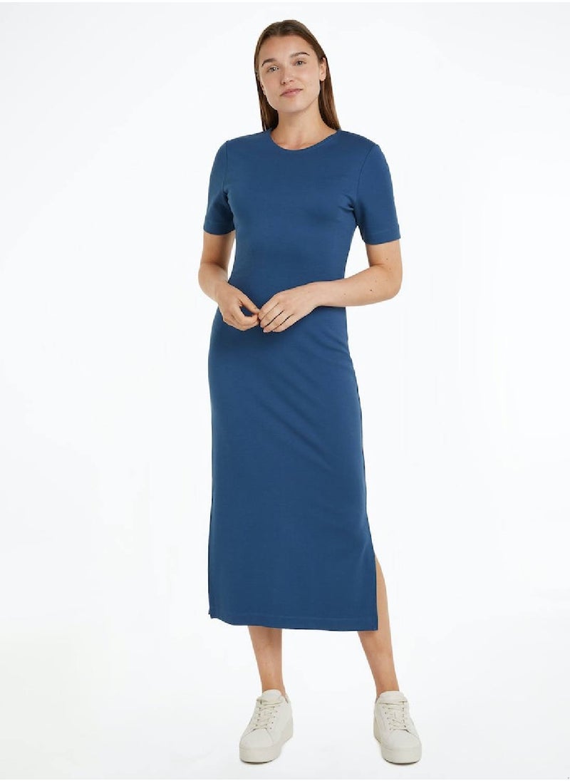 Women's Slim Interlock T-Shirt Maxi Dress -  Stretch modal blend interlock, Blue - pzsku/ZC18438F2AF946E1A0A58Z/45/_/1724216642/c377e839-15e9-4141-ac69-496ecc01099a