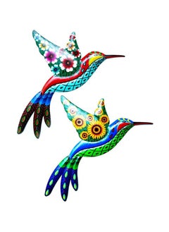 Y&D SYOSI Metal Hummingbird Wall Decoration, Wrought Iron Sculptures Colorful Hanging Decoration for Indoor Outdoor Yard Lawn Garden Tree Fence (2Pcs)  - Image 1