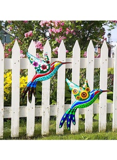 Y&D SYOSI Metal Hummingbird Wall Decoration, Wrought Iron Sculptures Colorful Hanging Decoration for Indoor Outdoor Yard Lawn Garden Tree Fence (2Pcs)  - Image 5
