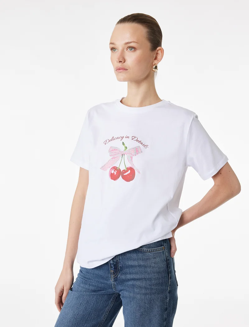 KOTON Cherry Printed T-Shirt