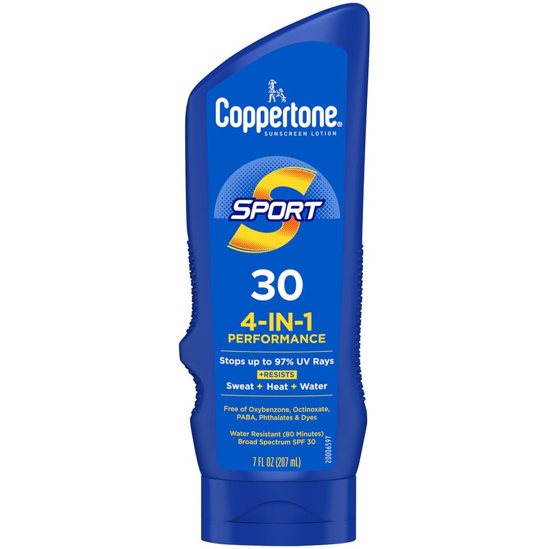Coppertone لوشن واقي الشمس كوبرتون سبورت SPF 30، واقي شمس مقاوم للماء، لوشن واقي للشمس للجسم، 7 أونصة سائلة - Image 1